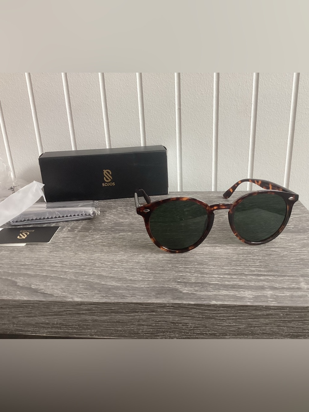 Sojos Polarized Round Tortoise/Green Sunglasses